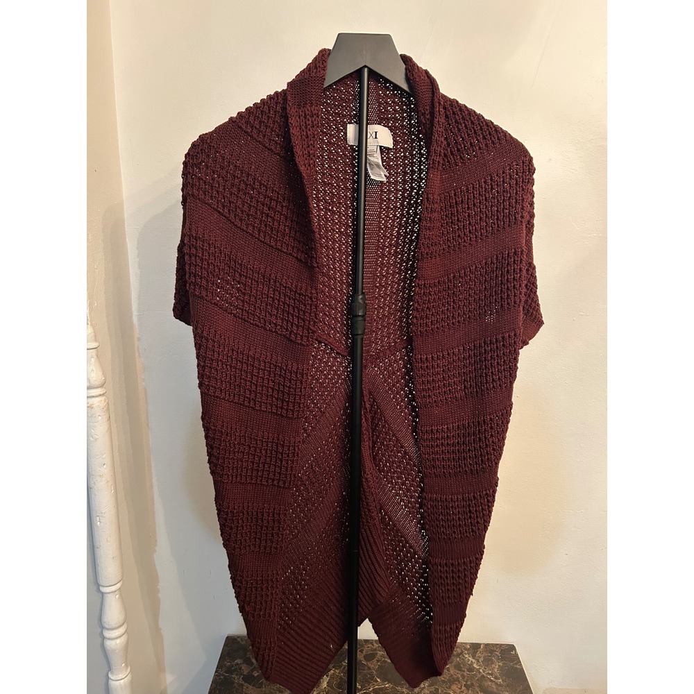XXI Small/Petite Burgundy Knit Open Front Cardigan Shrug Cover Up Layer